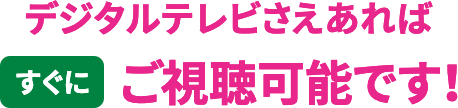デジタルテレビさえあればすぐにご視聴可能可能です！